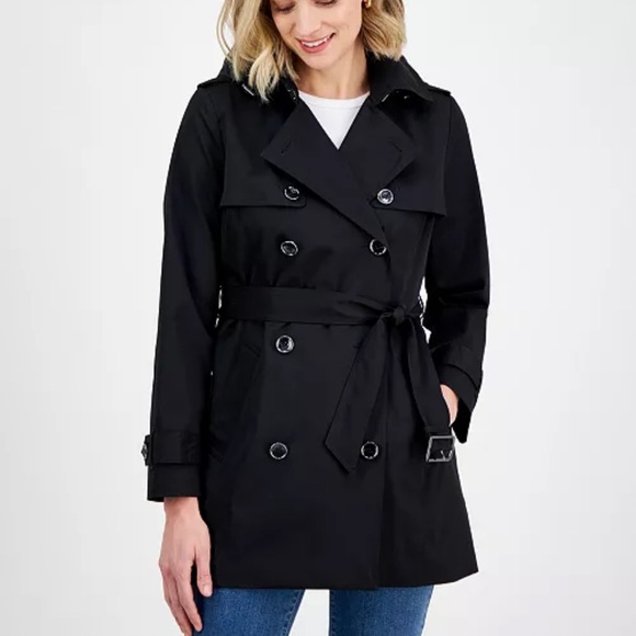 MICHAEL Michael Kors Jackets & Blazers - MICHAEL Michael Kors Women's Double-Breasted Belted Hooded Coat Size Medium